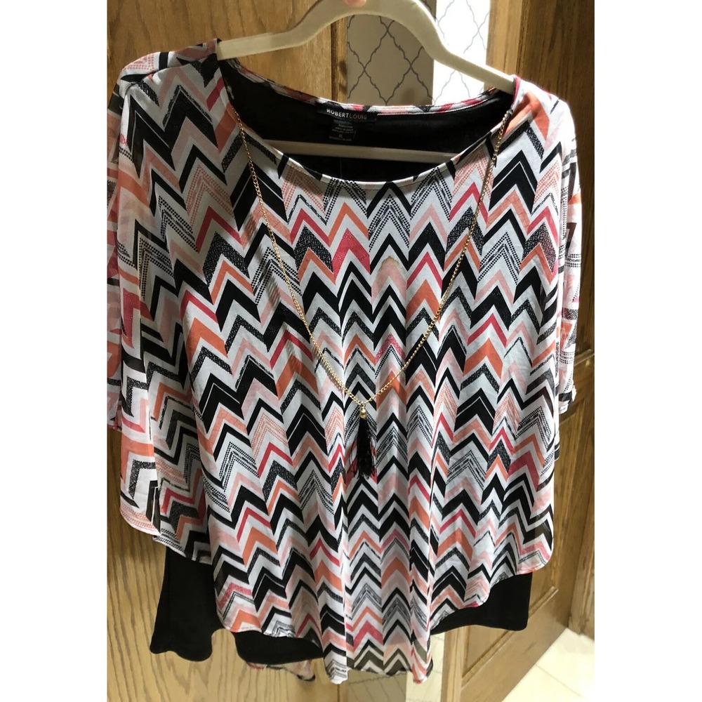 NWT Robert Louis Career Casual Top Blouse X-Large XL Detachable‎ Necklace Womans